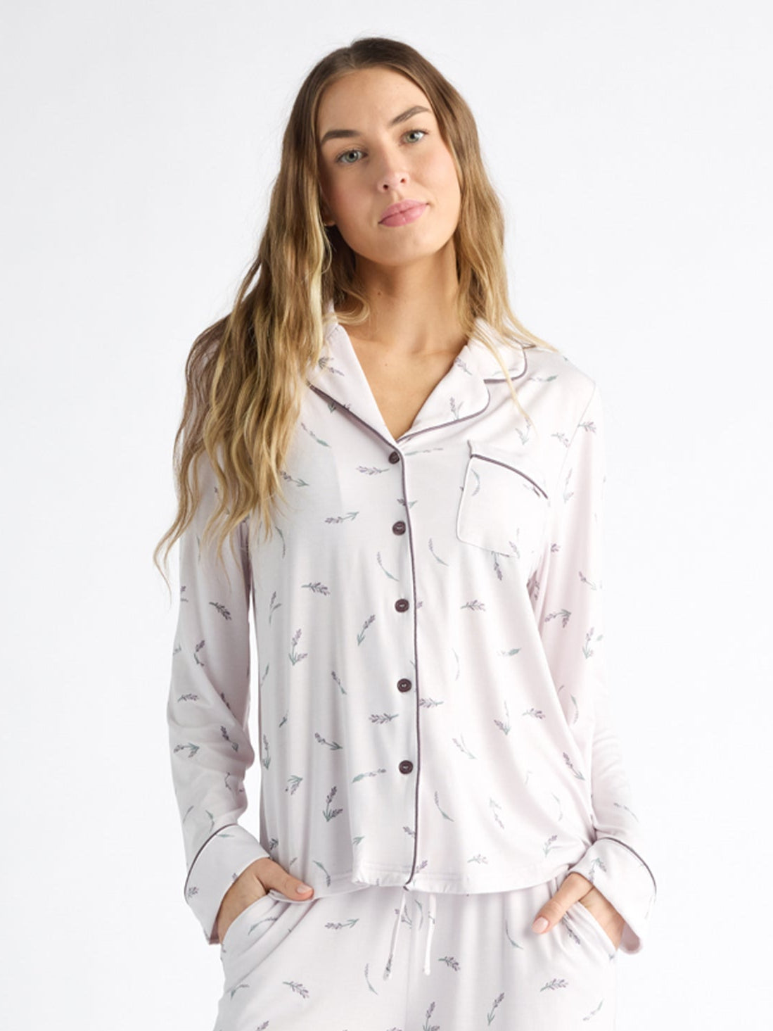 Women's Bamboo Stretch-Knit Long Sleeve Pajama Top