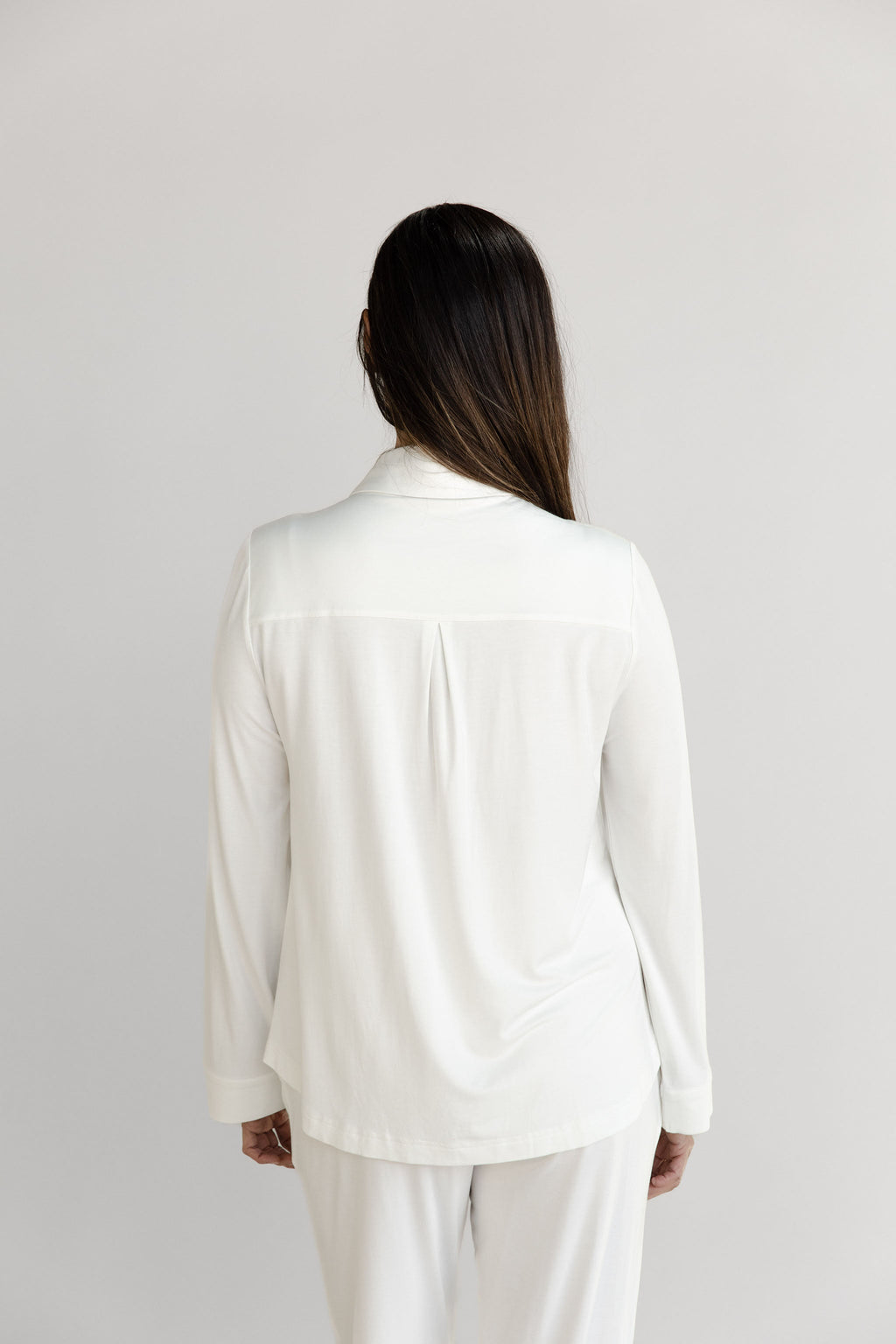 Women's Bamboo Stretch-Knit Collared Long Sleeve Button Down - Last Chance